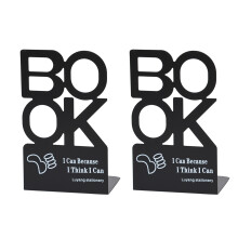 2Pcs Hollowed Letter Metal Bookends for Shelves Hollow-Black