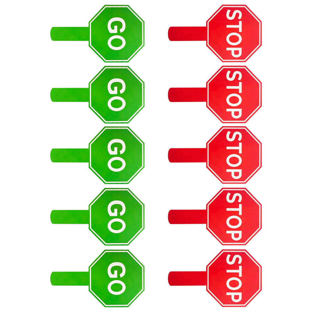 Pack Of 10 Double Sided Stop Go Traffic Sign Handheld-Style A 7696000304618