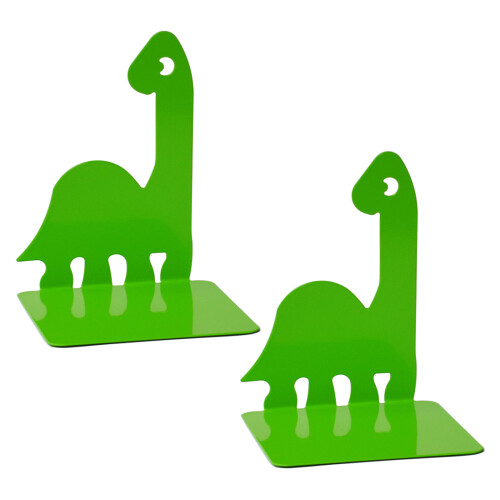 2 Pcs Book Holders Metal Bookends Book Support Dinosaur-Green