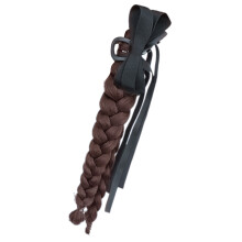 Clip On Braided Hair Claw Clip Synthetic Hair Ribbon-Dark brown