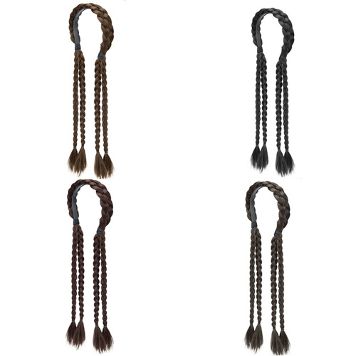 Wigs Twisted Ponytail Extension Adjustable-Brown black 2
