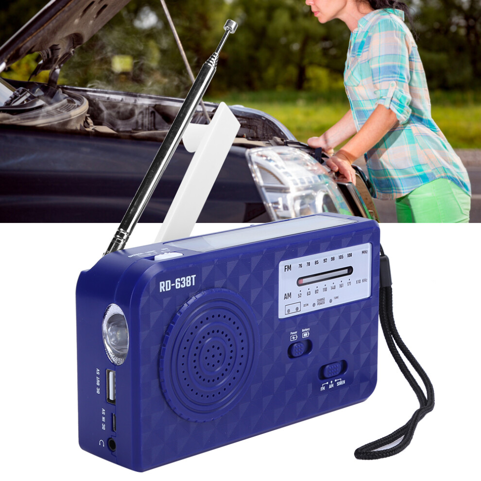 Rd638 Abs Solar Hand Crank Radio Â Fm/Am, 500Mah Battery Blue 4931361567986