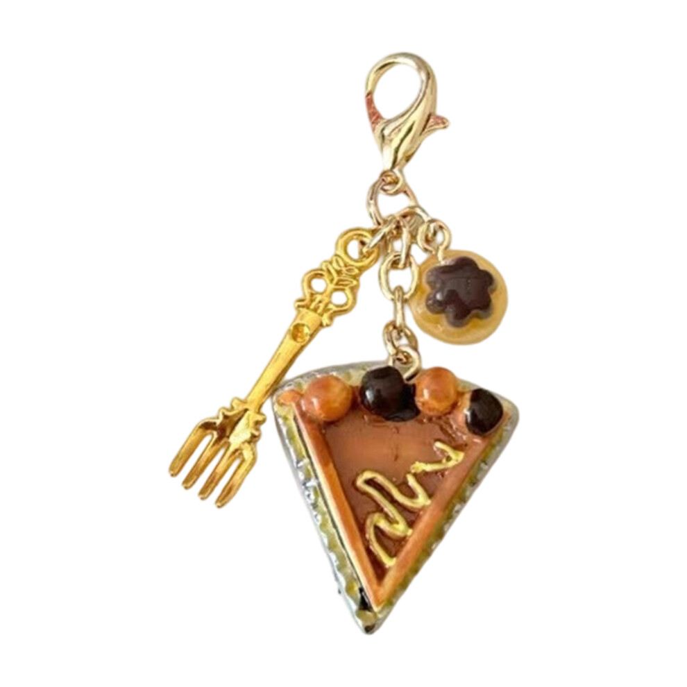 Realistic Cake Bread Coffee Phone Charm Keychain Bag-Caramel 7696000308296