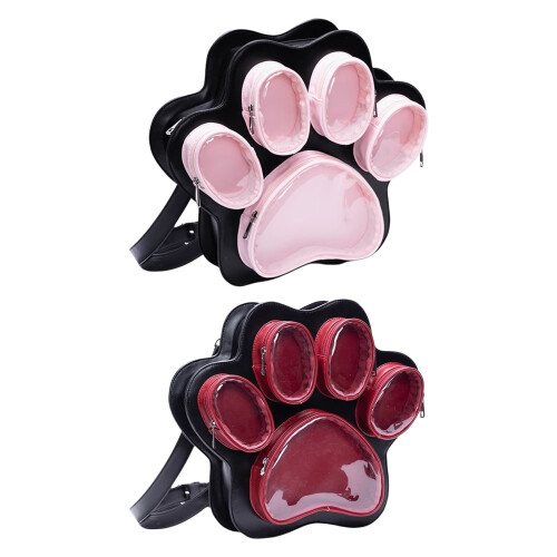 Cute Japanese Cats Foot Pattern Backpacks with Clear-BP 1