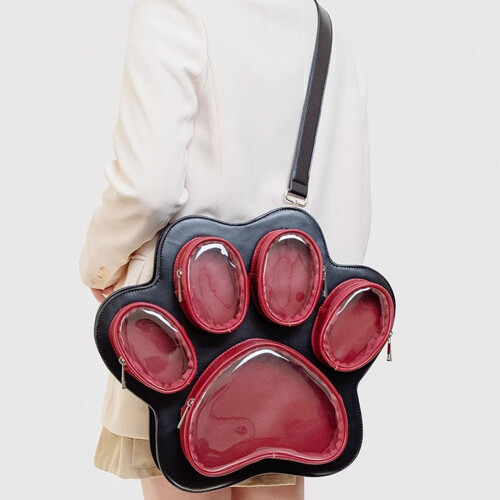 Cute Japanese Cats Foot Pattern Backpacks with Clear-BP 2