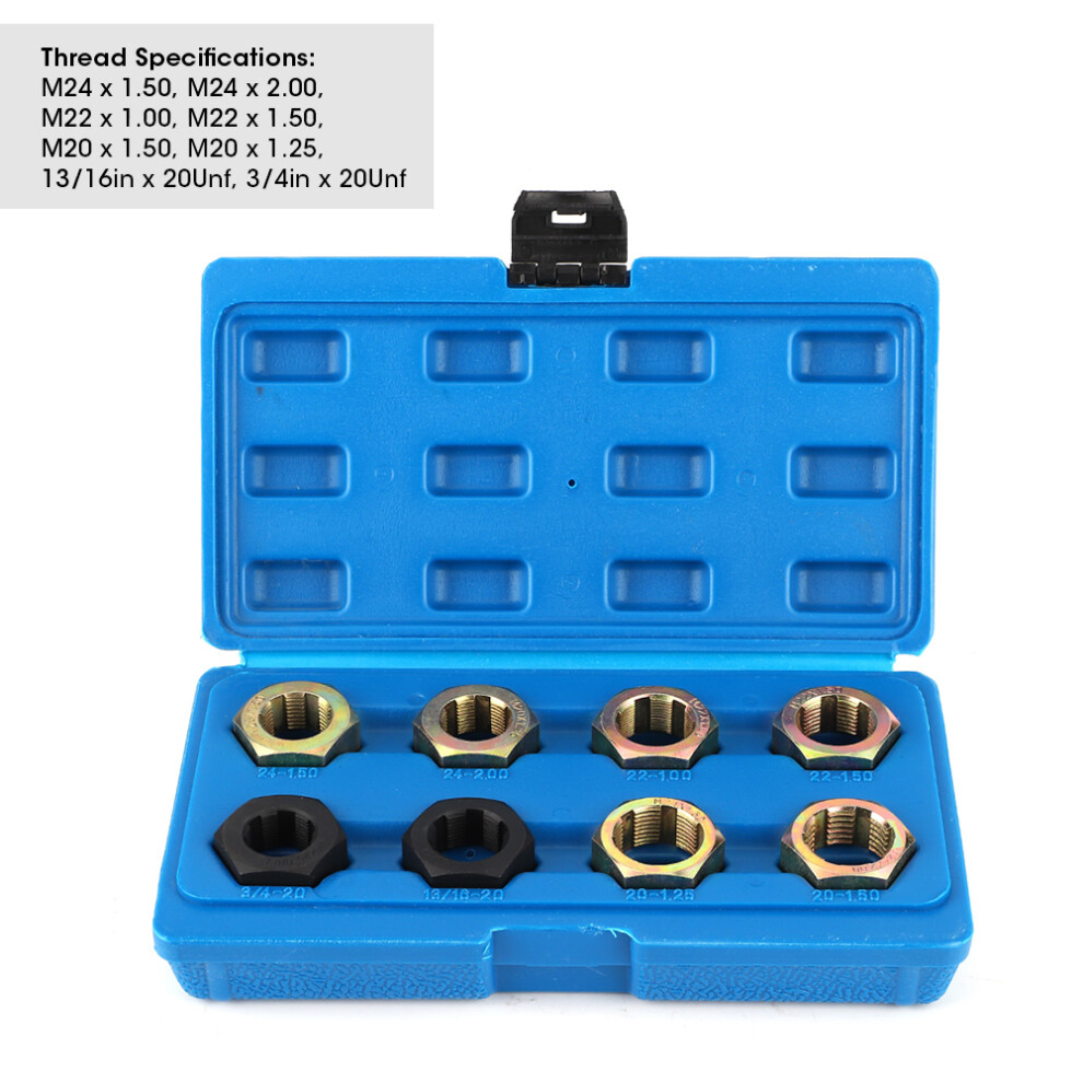 8Pcs Universal Axle Spindle Rethreading Tool Set, Iron, Multi-Size 7901361568334