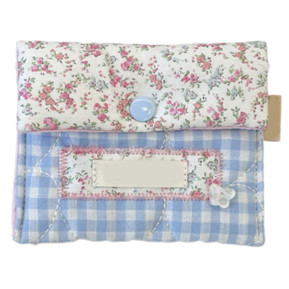 Blue Sanitary Napkin Storage Bag Period Storage Holder- Grid