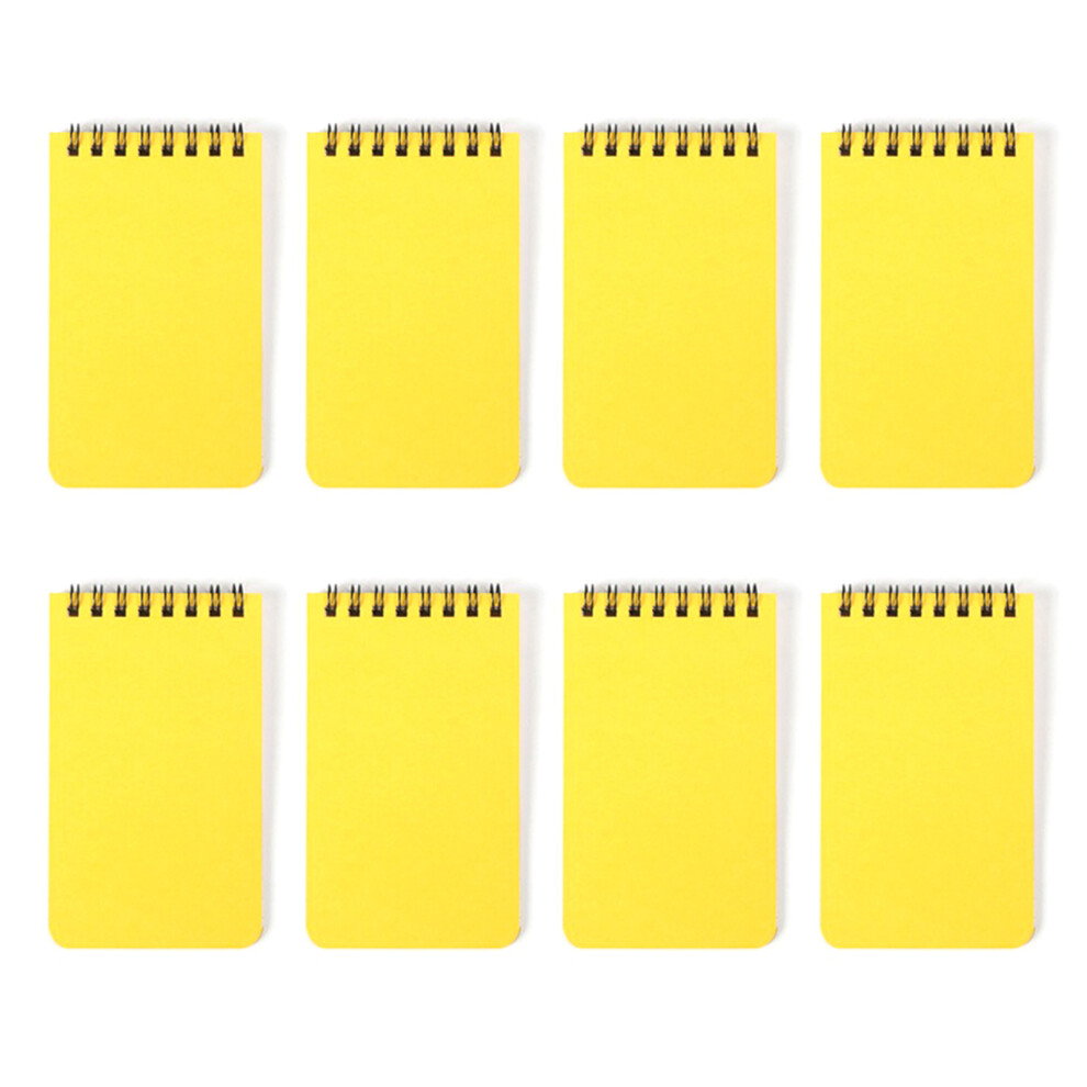 8Pcs Twin Coil Binding Notebook 80 Sheets Unlined Pocket- Yellow 7696000309828