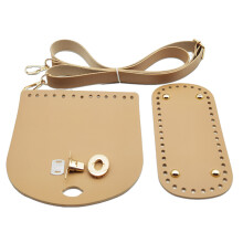 DIY Making Set Adjustable Strap PU Leather Crochet Bag-Khaki