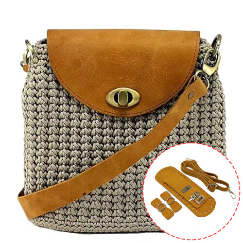 Creative DIY PU Leather Purse Hand Sewing Set-Imitation beige 1