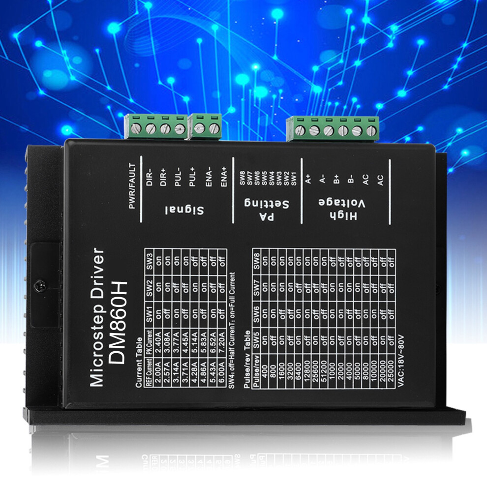 Stepper Motor Driver Dm860h Cnc 32 Bit Digital 2.4Â7.2A Low Noise 18Â80Vac 4151361569548
