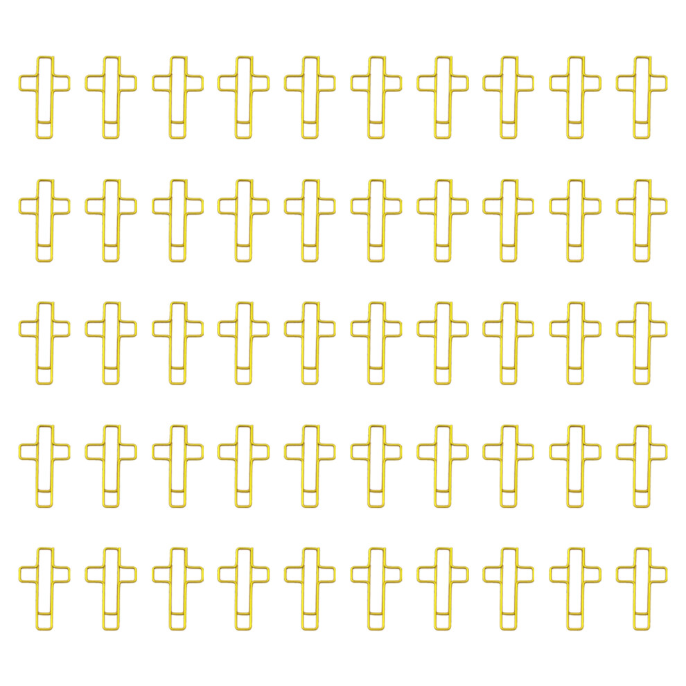 50 Pcs Journal Paper Clips Creative Bookmarks Crosses-Gold 7696000310930