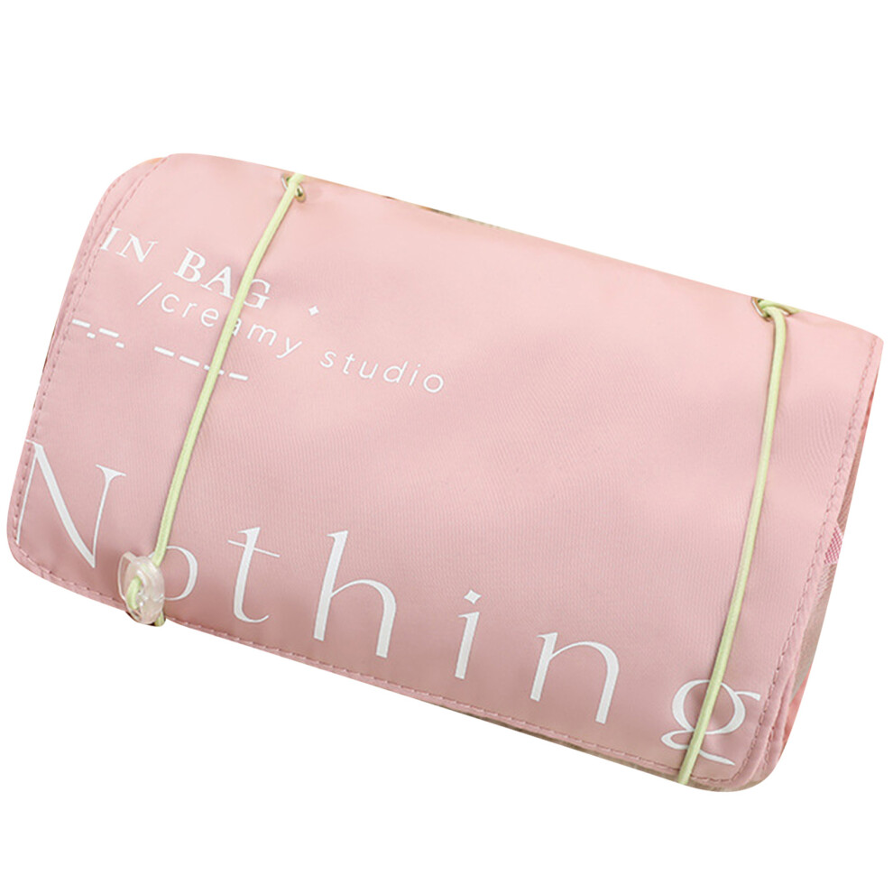 Pink Roll Up Makeup Bag Large Capacity Cosmetic Bag Toiletry