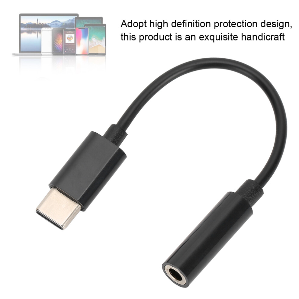 Usb-C To 3.5Mm Aux Audio Adapter Cable For Earphones Black 9461361570037