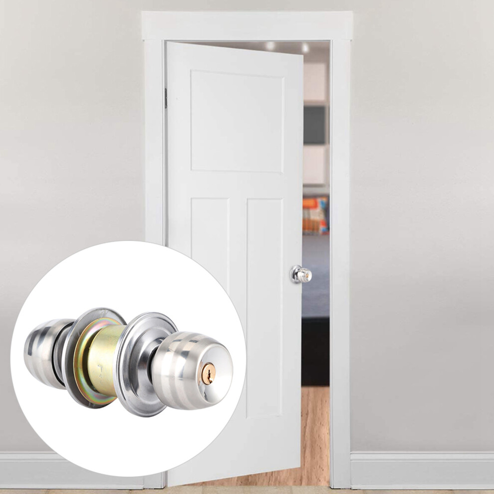 Stainless Steel Door Lock For Bedroom Bathroom, Brushed Finish 7631361573785