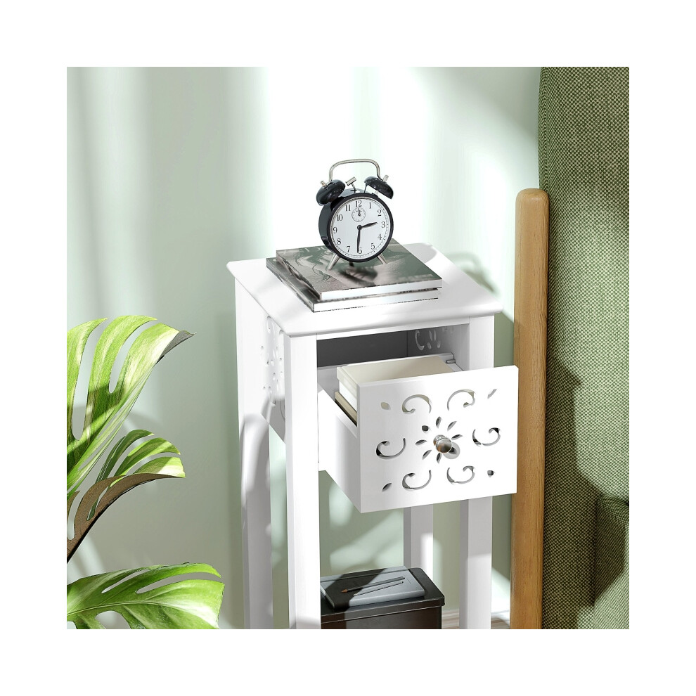 Side Tables Set of Two HOMCOM White Floral Cut-Out Design Stylish Modern Accent Tables-image-OPC-PMZ9TSW-NEW