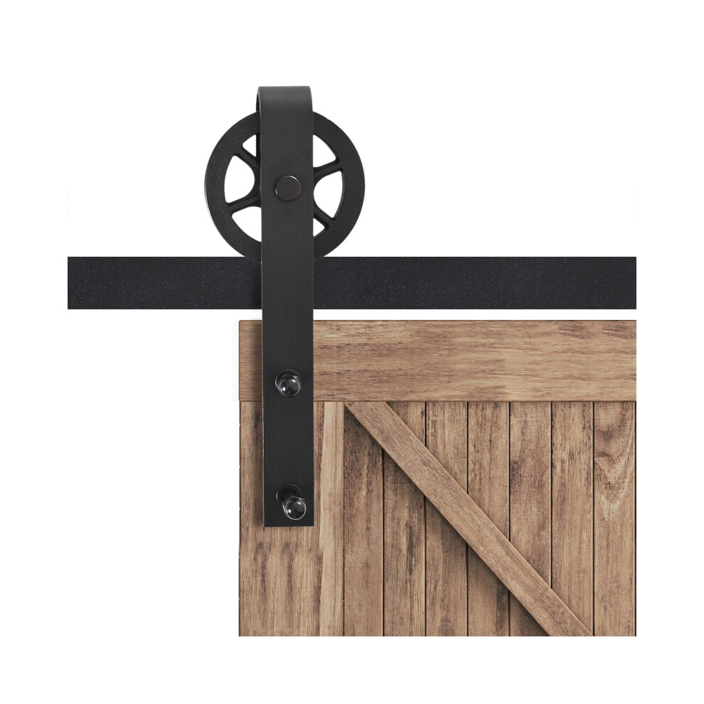 6.6 FT Carbon Steel Barn Door Track Kit with Industrial Wheel Rollers Suitable for Single Wooden Doors DIY Hardware-image-OPC-PMZ9ZZB-NEW