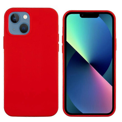 (Red, Multicolor) For iPhone 13 mini Liquid Silicone Phone Protective Case Back Shell - Pine Needle Green