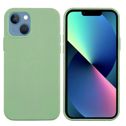 (Mint Green, Multicolor) For iPhone 13 mini Liquid Silicone Phone Protective Case Back Shell - Pine Needle Green