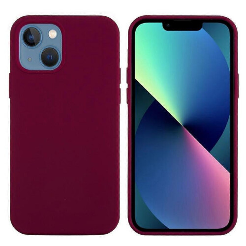 (Wine Red, Multicolor) For iPhone 13 mini Liquid Silicone Phone Protective Case Back Shell - Pine Needle Green