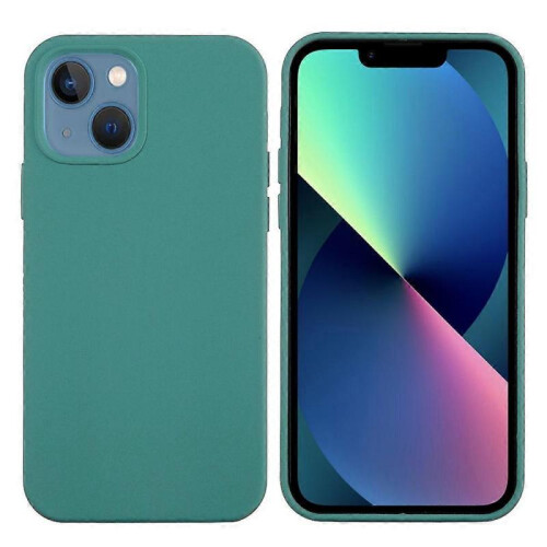 (Pine Needle Green, Multicolor) For iPhone 13 mini Liquid Silicone Phone Protective Case Back Shell - Pine Needle Green