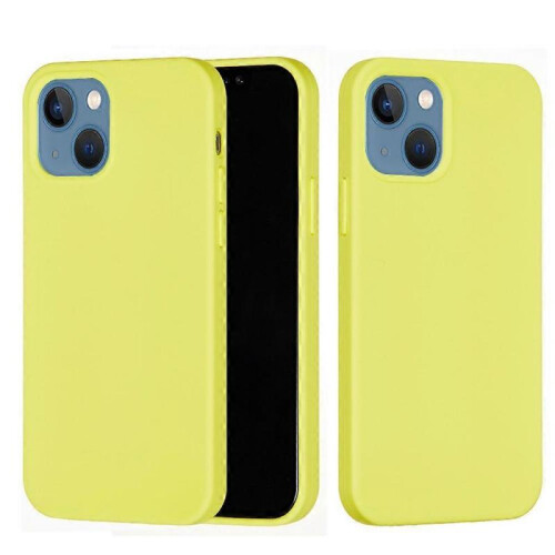 (Yellow, Multicolor) For iPhone 13 mini Liquid Silicone Phone Protective Case Back Shell - Pine Needle Green 1