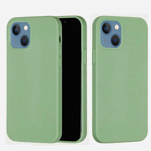 (Mint Green, Multicolor) For iPhone 13 mini Liquid Silicone Phone Protective Case Back Shell - Pine Needle Green 1