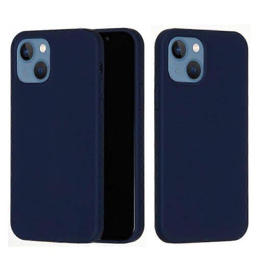 (Midnight Blue, Multicolor) For iPhone 13 mini Liquid Silicone Phone Protective Case Back Shell - Pine Needle Green 1