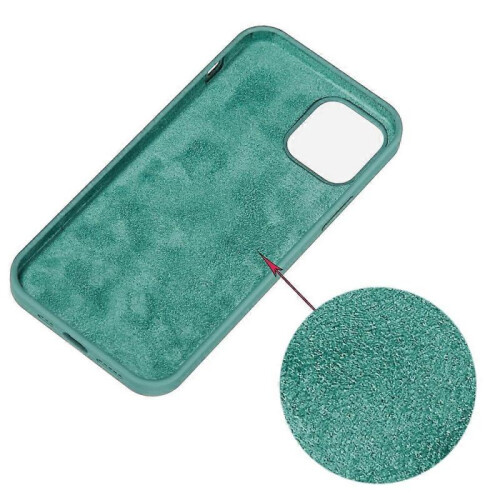 (Pine Needle Green, Multicolor) For iPhone 13 mini Liquid Silicone Phone Protective Case Back Shell - Pine Needle Green 2