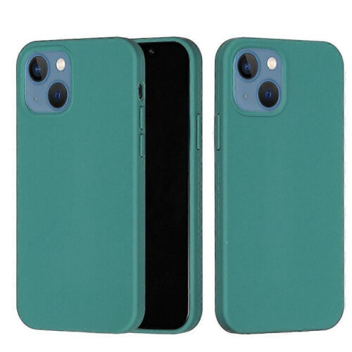 (Pine Needle Green, Multicolor) For iPhone 13 mini Liquid Silicone Phone Protective Case Back Shell - Pine Needle Green 1