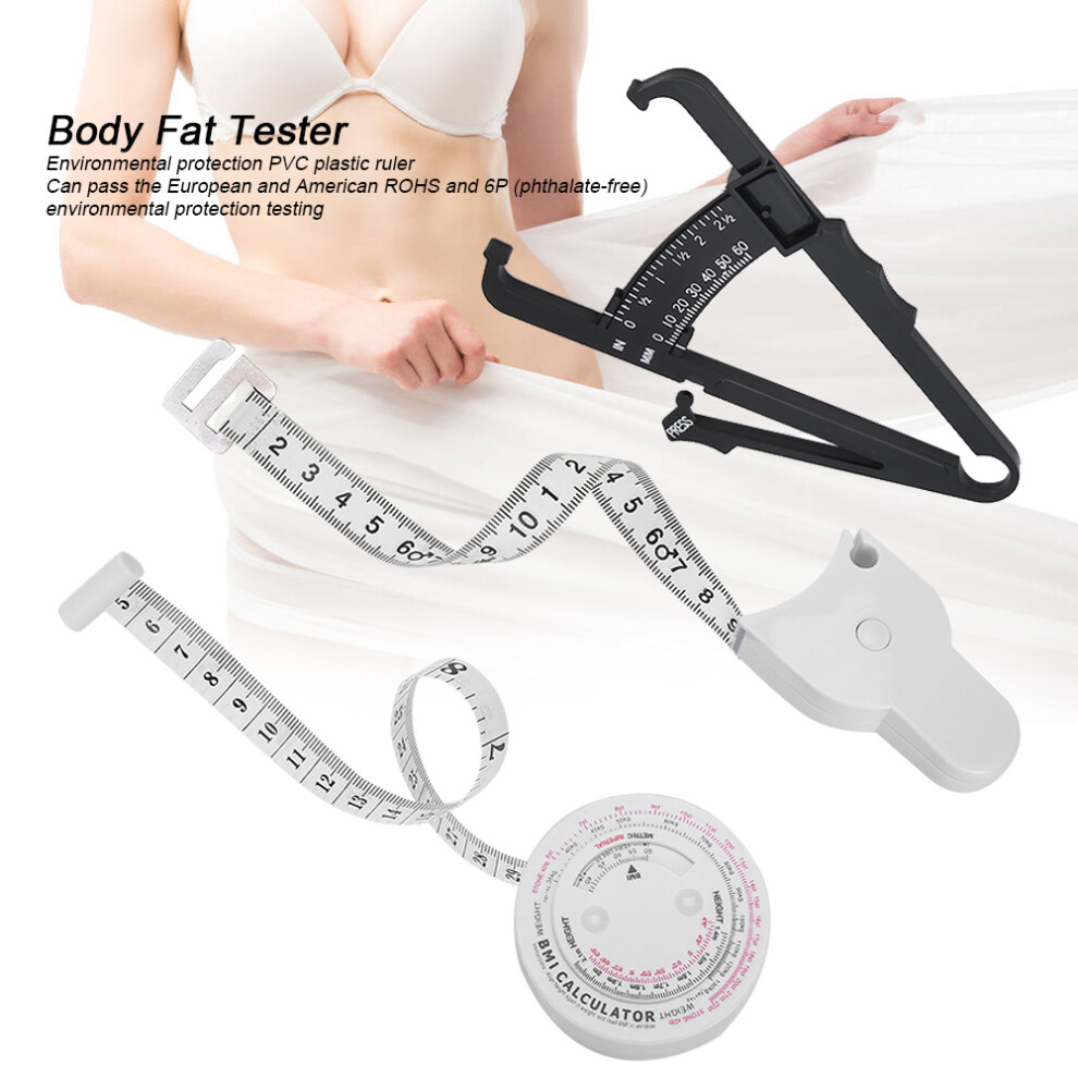 Retractable Body Fat Tester Waist Measuring Tape BMI Caliper for Weight Loss