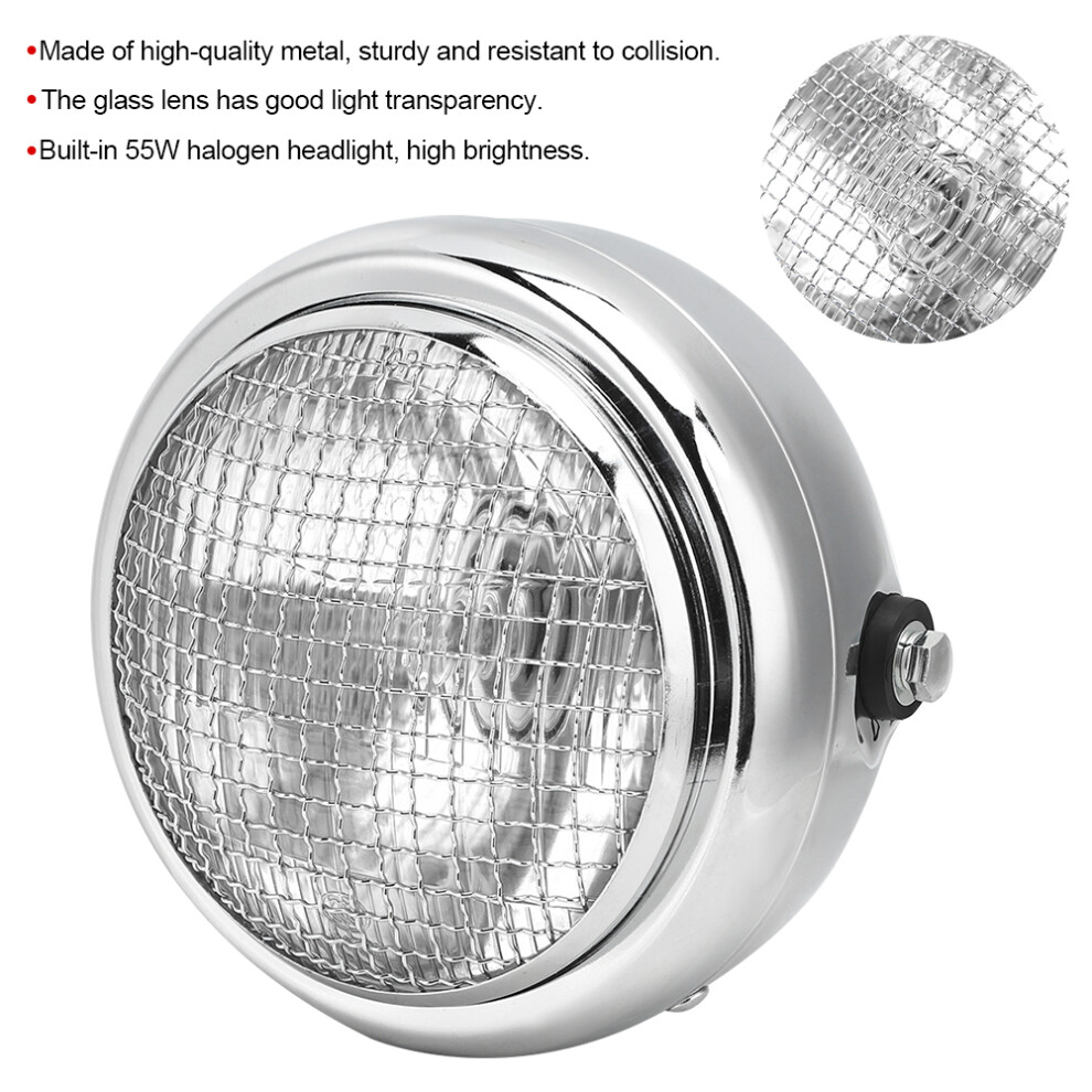 7In 55W Motorcycle Headlight High Beam/Low Beam Electroplate Shell 5091361579743
