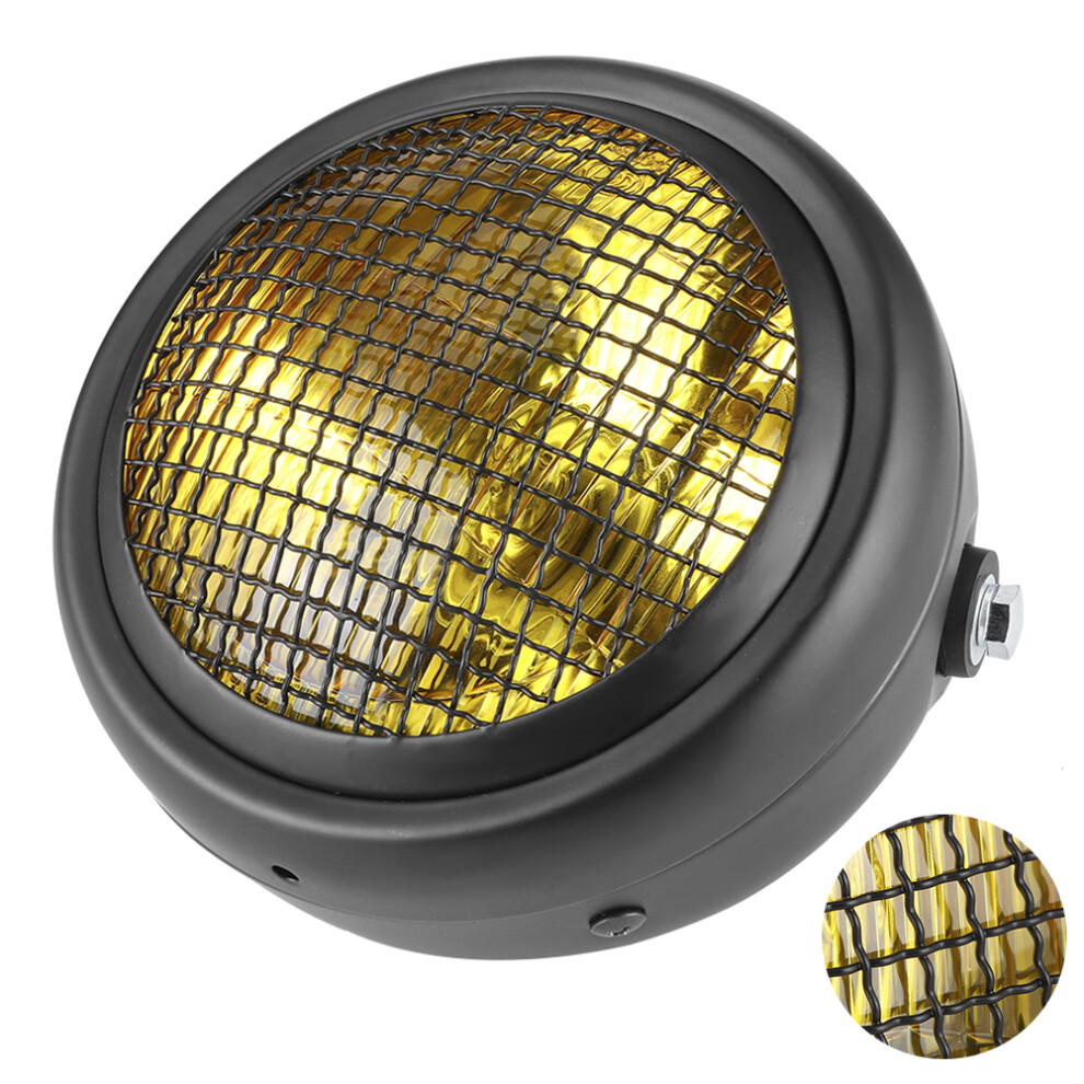 7In 55W Motorcycle Halogen Headlight Metal, Lens 16X17cm Black/Yellow 7901361579637
