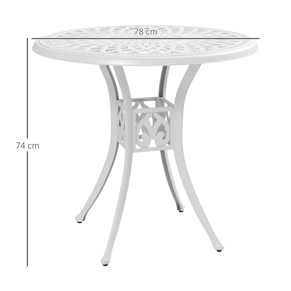 78cm Round Outdoor Dining Table with Parasol Hole - White Cast Aluminium Garden Table for Patio & Outdoor Spaces-image-OPC-PMZB6FT-NEW