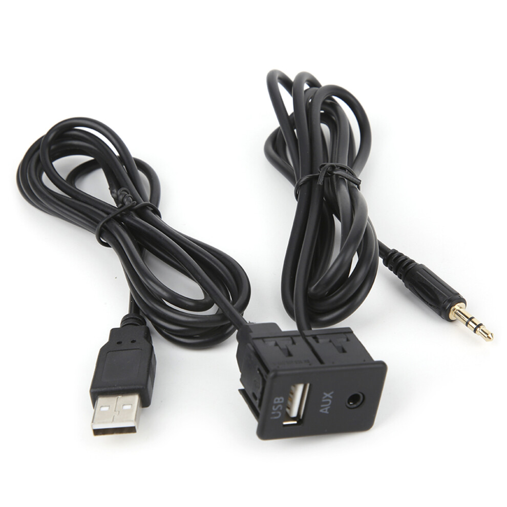Car Boat 3.5Mm Aux Extension Cable With Usb Port & Headphone Jack Panel Mount 9321361581481
