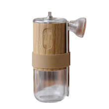 (Wood grain color) Portable Manual Coffee Grinder Ceramic Burr Coffee Grinder Perfect For Home, Office, Or Outdoors Adventure  Yellow