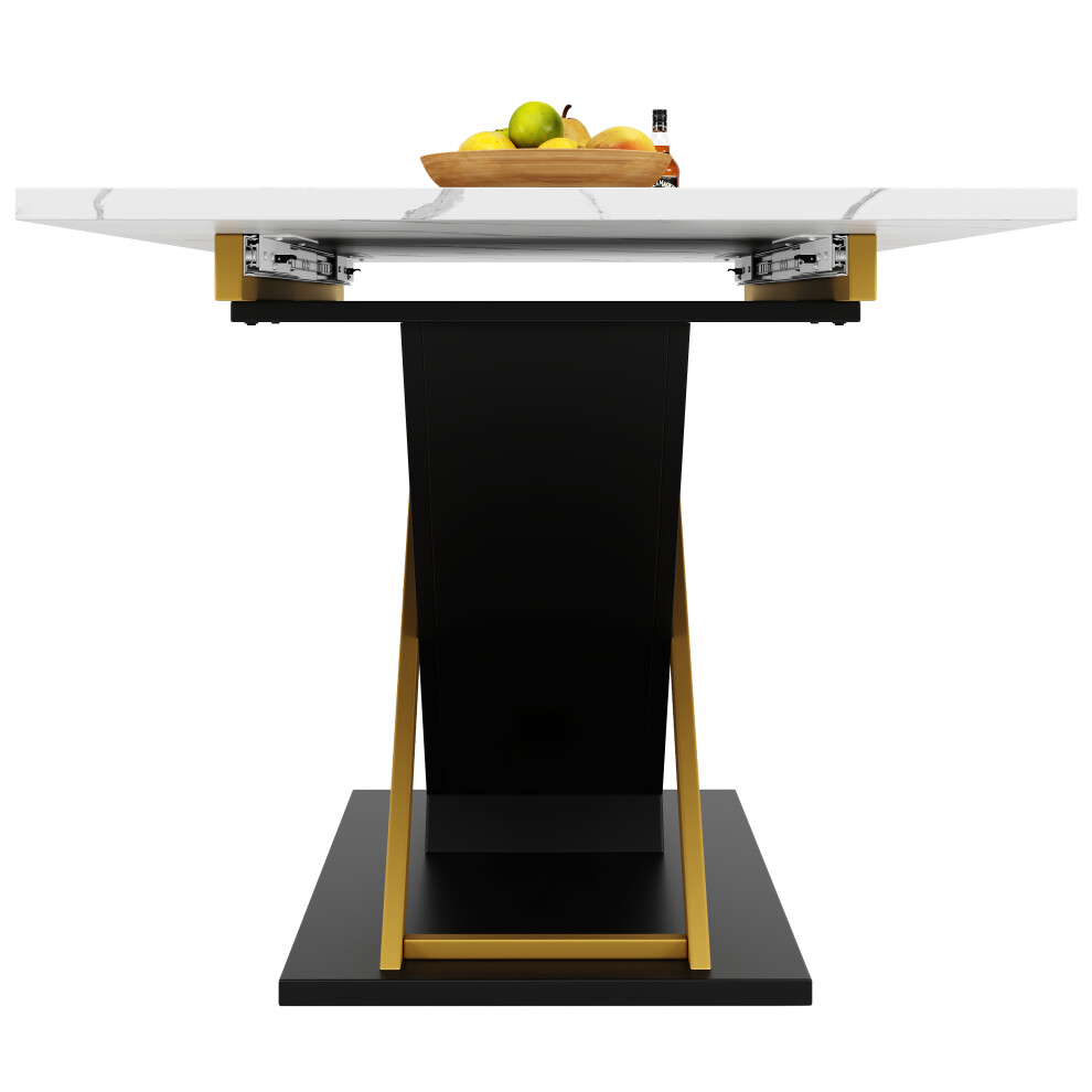 Extendable Dining Table 120â160cm with Golden Cross Legs Kitchen/Living Room Table Compact to Spacious Internal Insert Panel-image-OPC-PMZBBVD-NEW