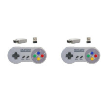 2X Game Controller Wireless 2.4G Gamepad Joypad Joystick Compatible for SNES Mini PC NS Switch Color