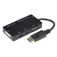 Multifunktionaler 4-in-1 DisplayPort zu HDMI VGA DVI Audio Adapter Kabel 1,8 m Schwarz