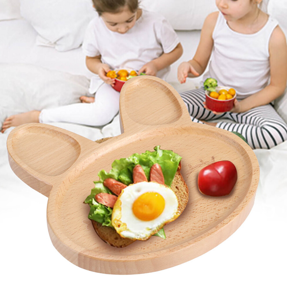 Cute Wooden Kid's Divided Snack Plate 20x20cm Children's Tableware