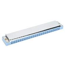 KS-24C 24-Hole Diatonic Harmonica Stainless Steel Cover, C Key, Blue