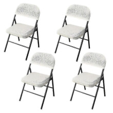 (white) 4 Pcs Folding Chair Split Seat Cover For Party Wedding Home