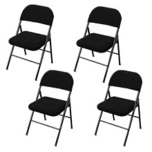 (black) 4 Pcs Folding Chair Split Seat Cover For Party Wedding Home