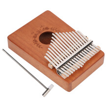17-Key Mahogany Kalimba Thumb Piano, Small Portable, Natural, Blue & Coffee
