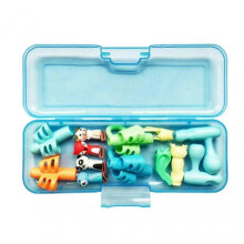 (Blue) Pencil Grip Set 13 Pcs Children Pen Holder Writing Aid Grip Trainer With Storage Case A