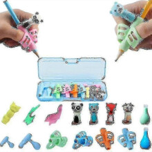 (Transparent) Pencil Grip Set 13 Pcs Children Pen Holder Writing Aid Grip Trainer With Storage Case A