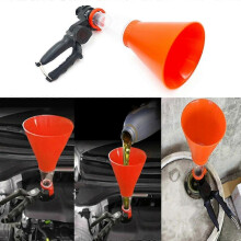 (green round mouth) Universal Oil Filter, Engine Oil Funnel with Adjustable Fixed Clamps, Oil Filling Pour Tool Fast Oil Changing Funnel