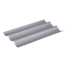 Lebenslange Garantie, 3er-Pack 38 cm Antihaft-Baguetteformen aus Kohlenstoffstahl, perforiertes Design für eine knusprige Kruste