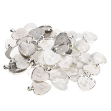 60pcs Heart Shaped Pendant Trays DIY Jewelry Making Kit, 2.7x2.7cm