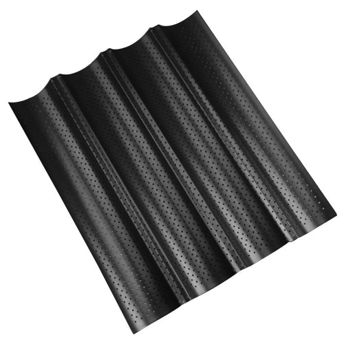 Διάτρητο ταψί για μπαγκέτα, 16" Μ x 9" Π x 1,5" Υ, ανθεκτικό στη θερμότητα ανθρακούχο 1